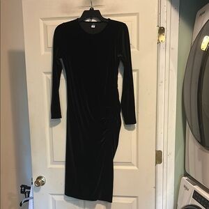 Old Navy Black Velvet Midi Dress Size Petite Small